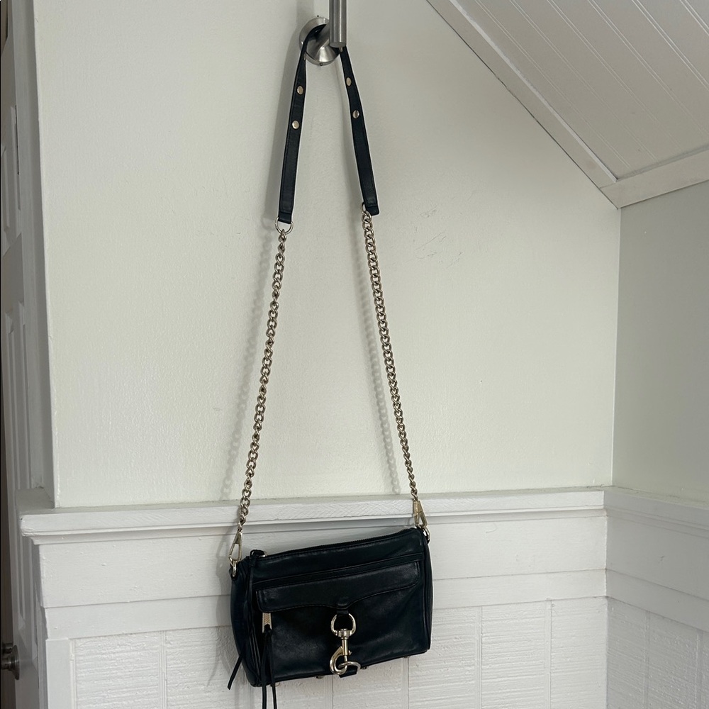 Rebecca Minkoff Black Leather Purse with Gold Hardware